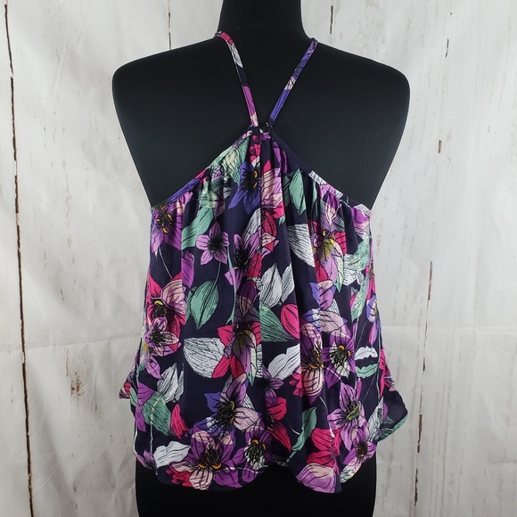 Lush Floral Flowy Halter Top Sz XS Purple NWOT - Picture 2 of 8